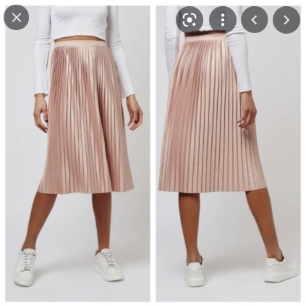 TOPSHOP Midi pleated modest skirt dusty light pink